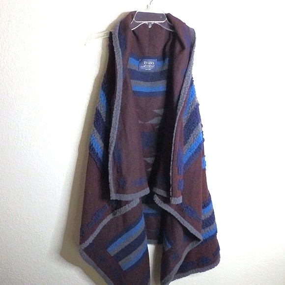 ryan Michael Jackets & Blazers - ryan michael long waterfall wool aztec vest one size